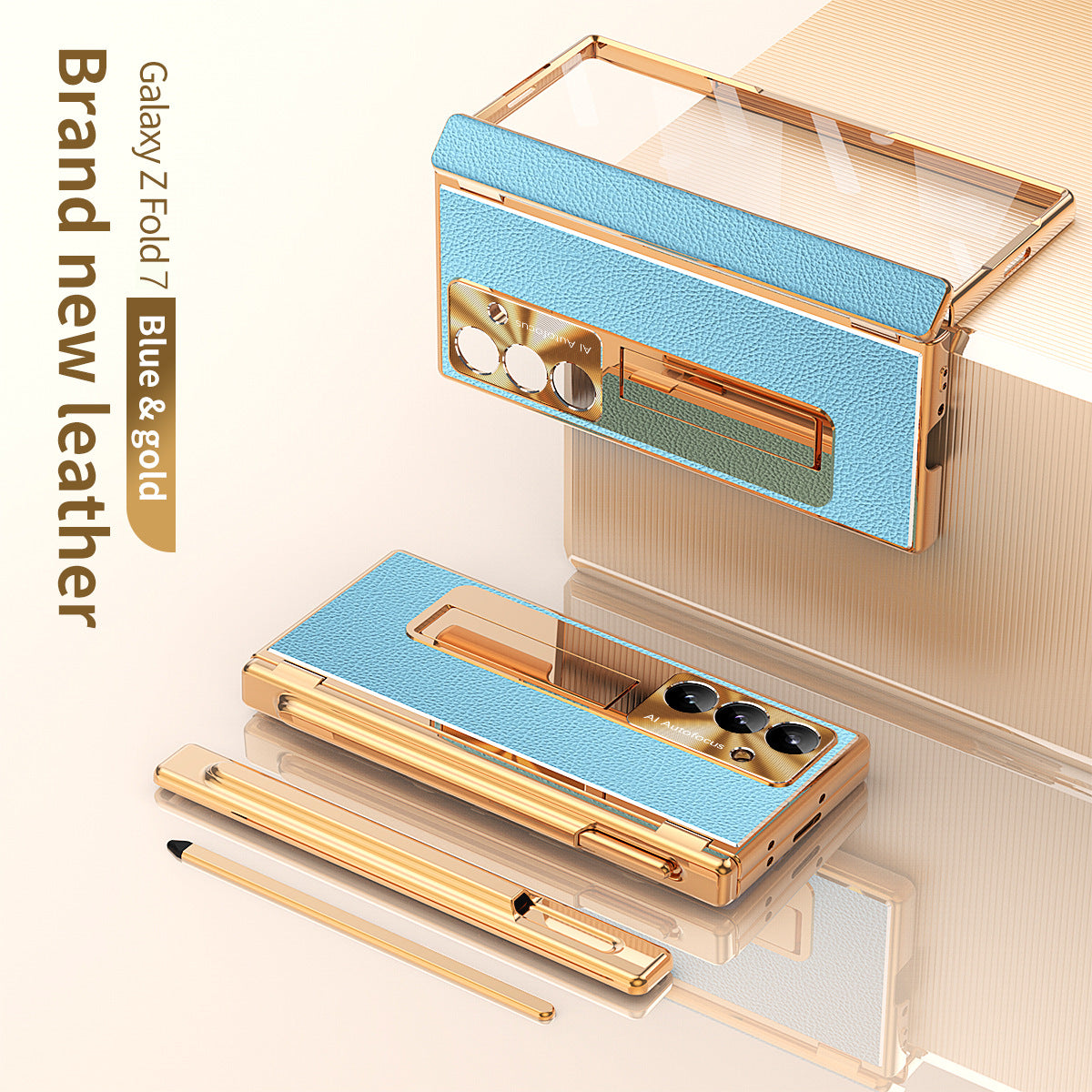 Aluminum Alloy Frame Magnetic Bracket All-Inclusive Electroplating Leather Cover For Galaxy Z Fold 7/6