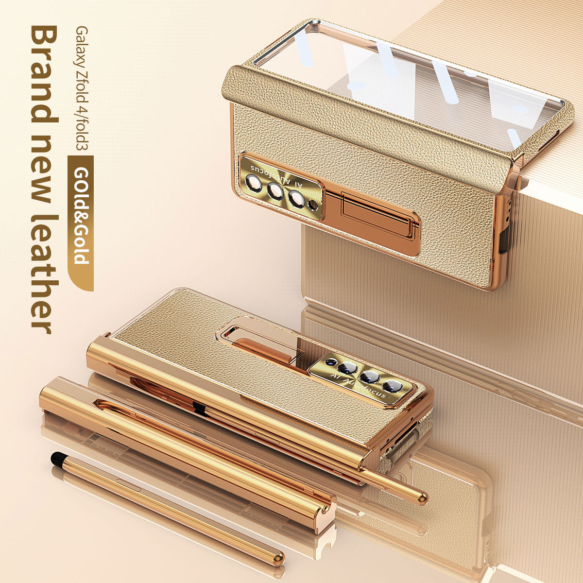 Aluminum Alloy Frame Magnetic Bracket All-Inclusive Electroplating Leather Cover For Galaxy Z Fold 7/6