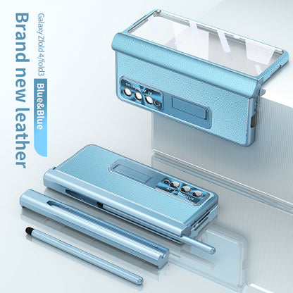 Aluminum Alloy Frame Magnetic Bracket All-Inclusive Electroplating Leather Cover For Galaxy Z Fold 7/6
