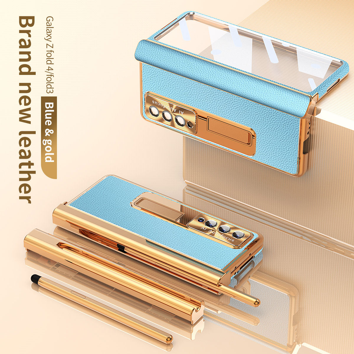 Aluminum Alloy Frame Magnetic Bracket All-Inclusive Electroplating Leather Cover For Galaxy Z Fold 7/6