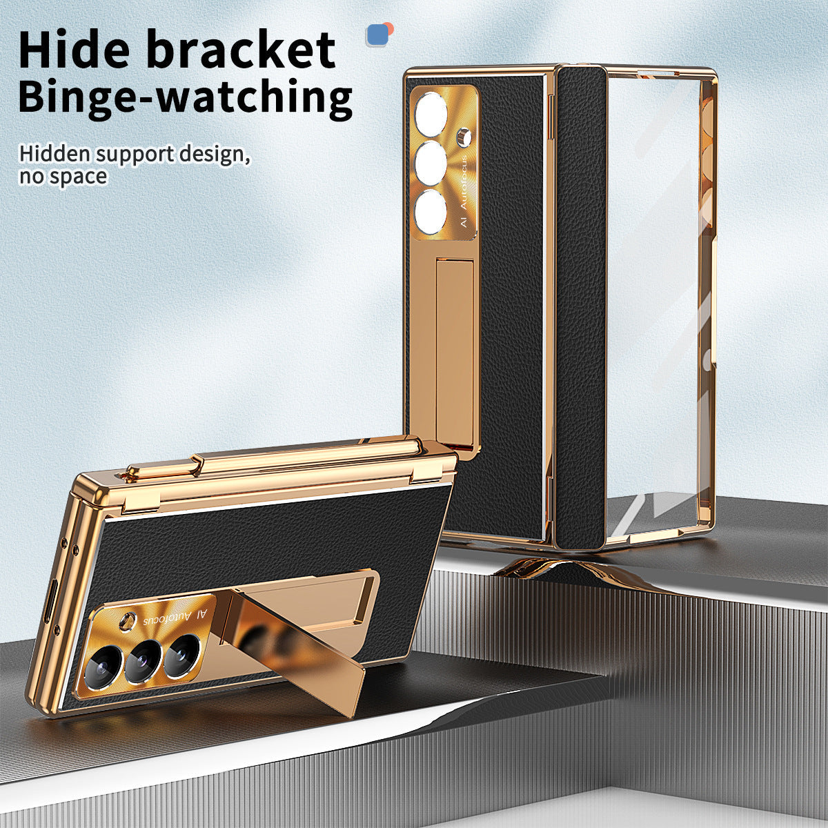 Aluminum Alloy Frame Magnetic Bracket All-Inclusive Electroplating Leather Cover For Galaxy Z Fold 7/6