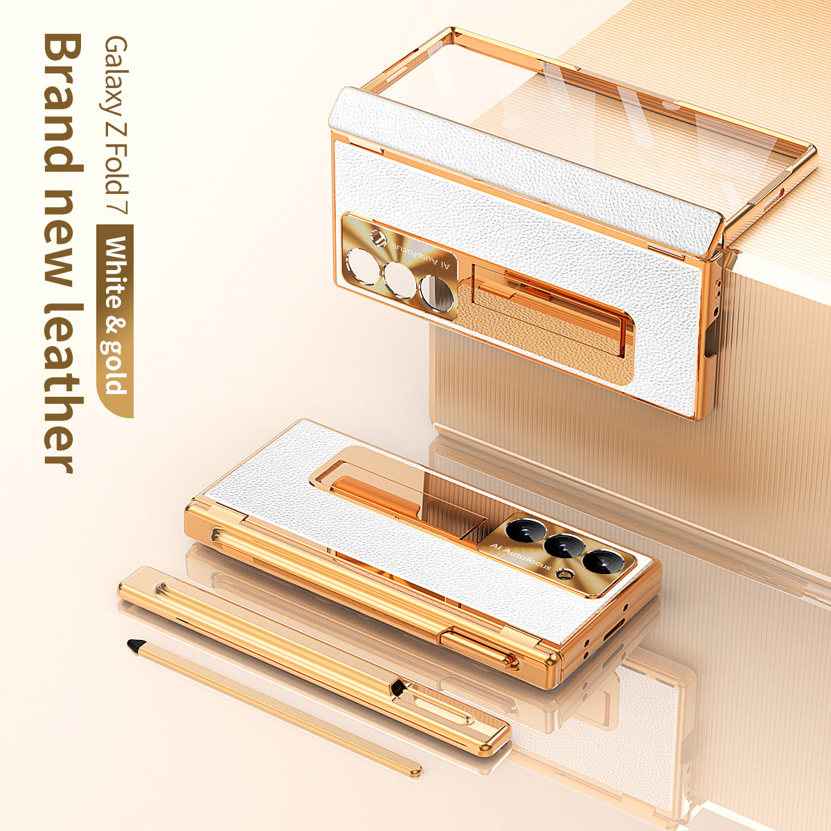 Aluminum Alloy Frame Magnetic Bracket All-Inclusive Electroplating Leather Cover For Galaxy Z Fold 7/6
