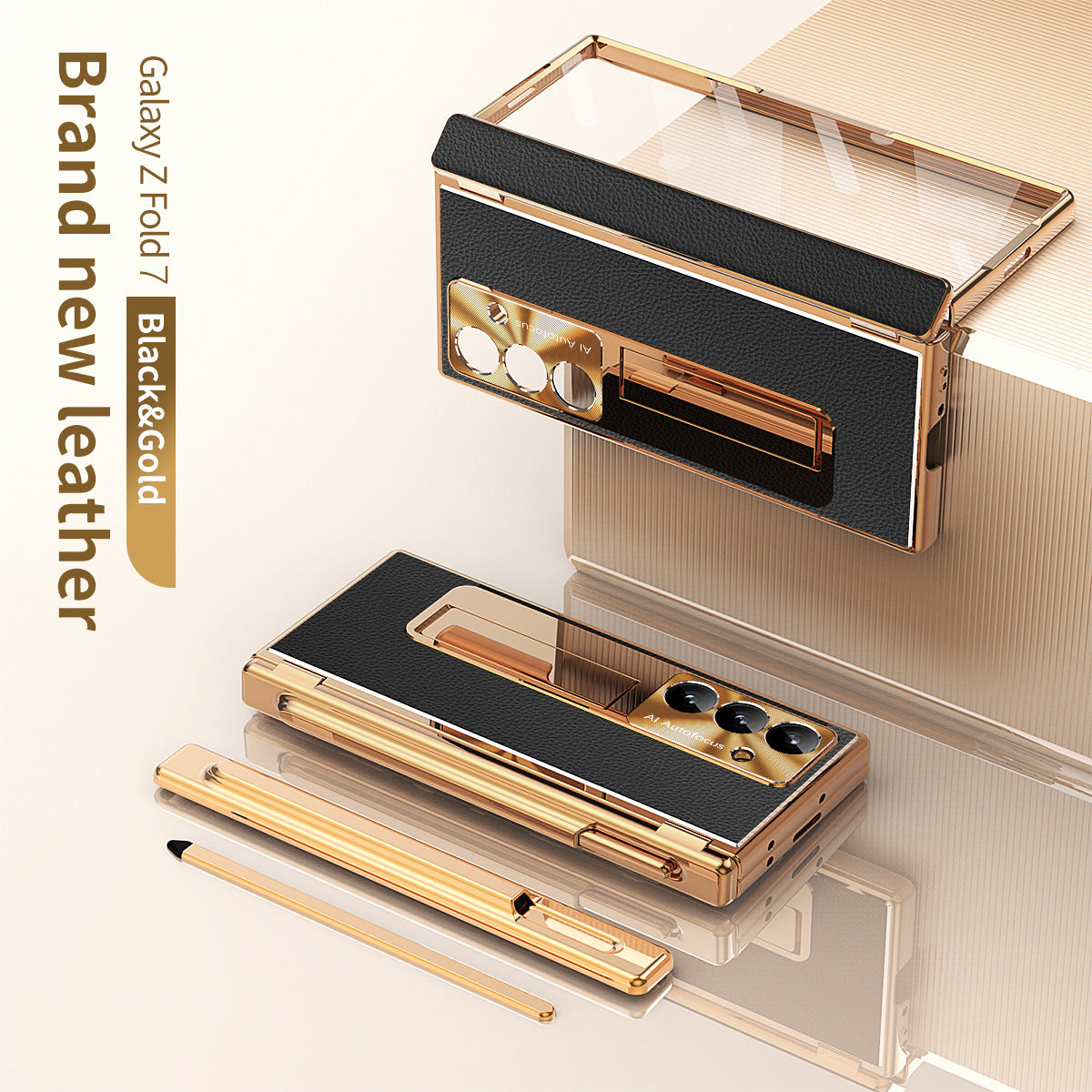 Aluminum Alloy Frame Magnetic Bracket All-Inclusive Electroplating Leather Cover For Galaxy Z Fold 7/6