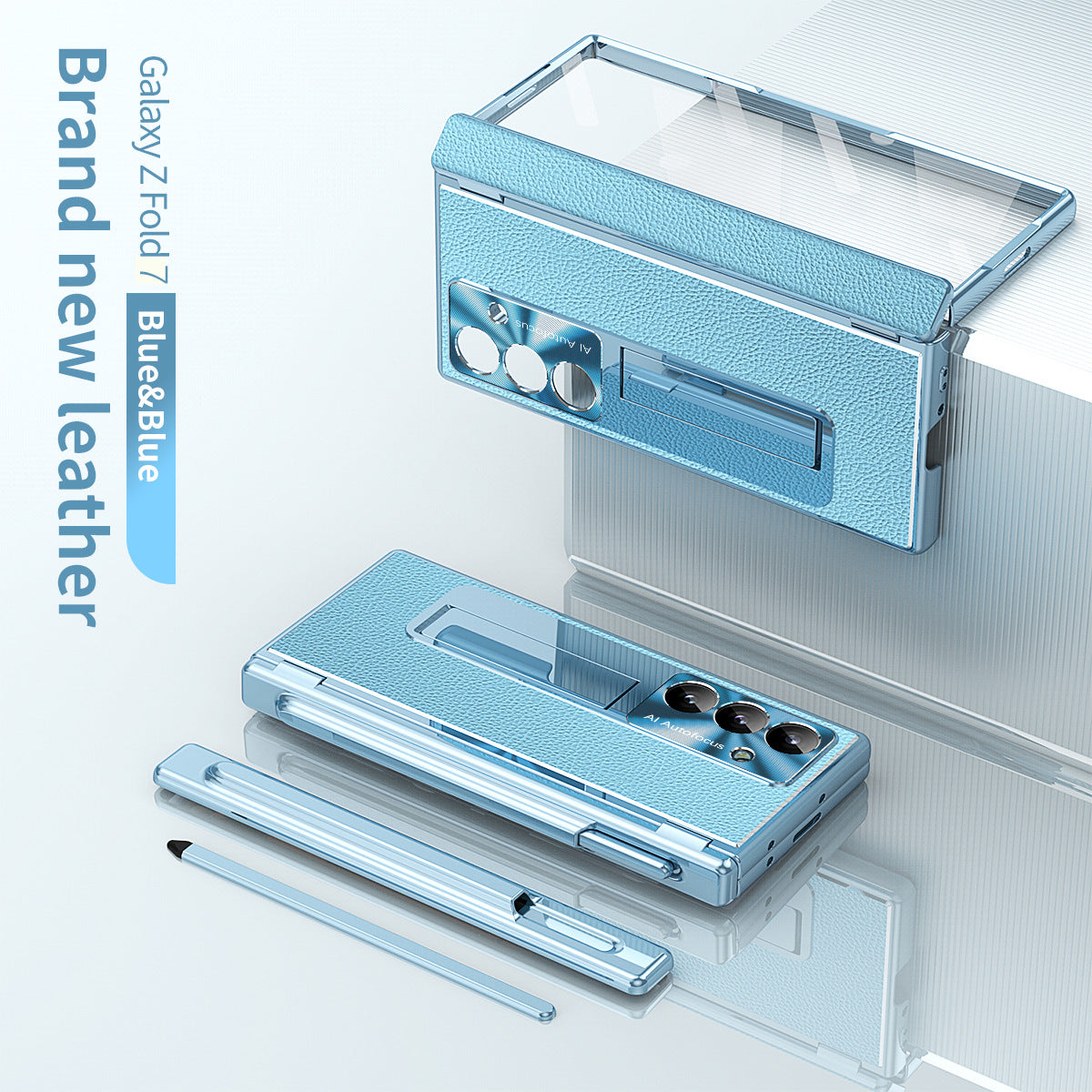 Aluminum Alloy Frame Magnetic Bracket All-Inclusive Electroplating Leather Cover For Galaxy Z Fold 7/6