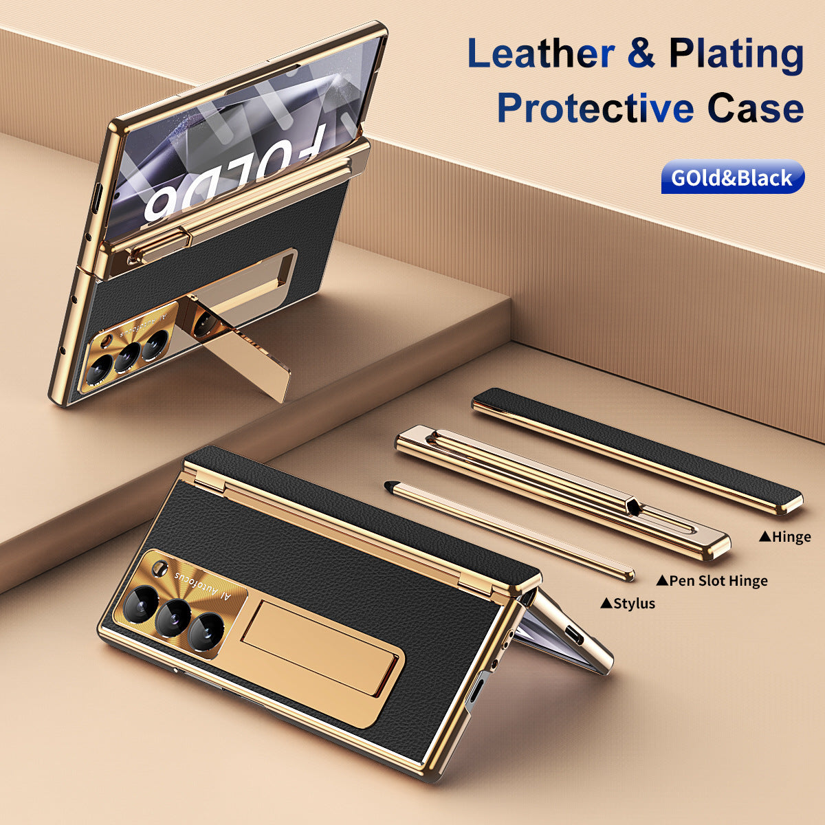 Aluminum Alloy Frame Magnetic Bracket All-Inclusive Electroplating Leather Cover For Galaxy Z Fold 7/6