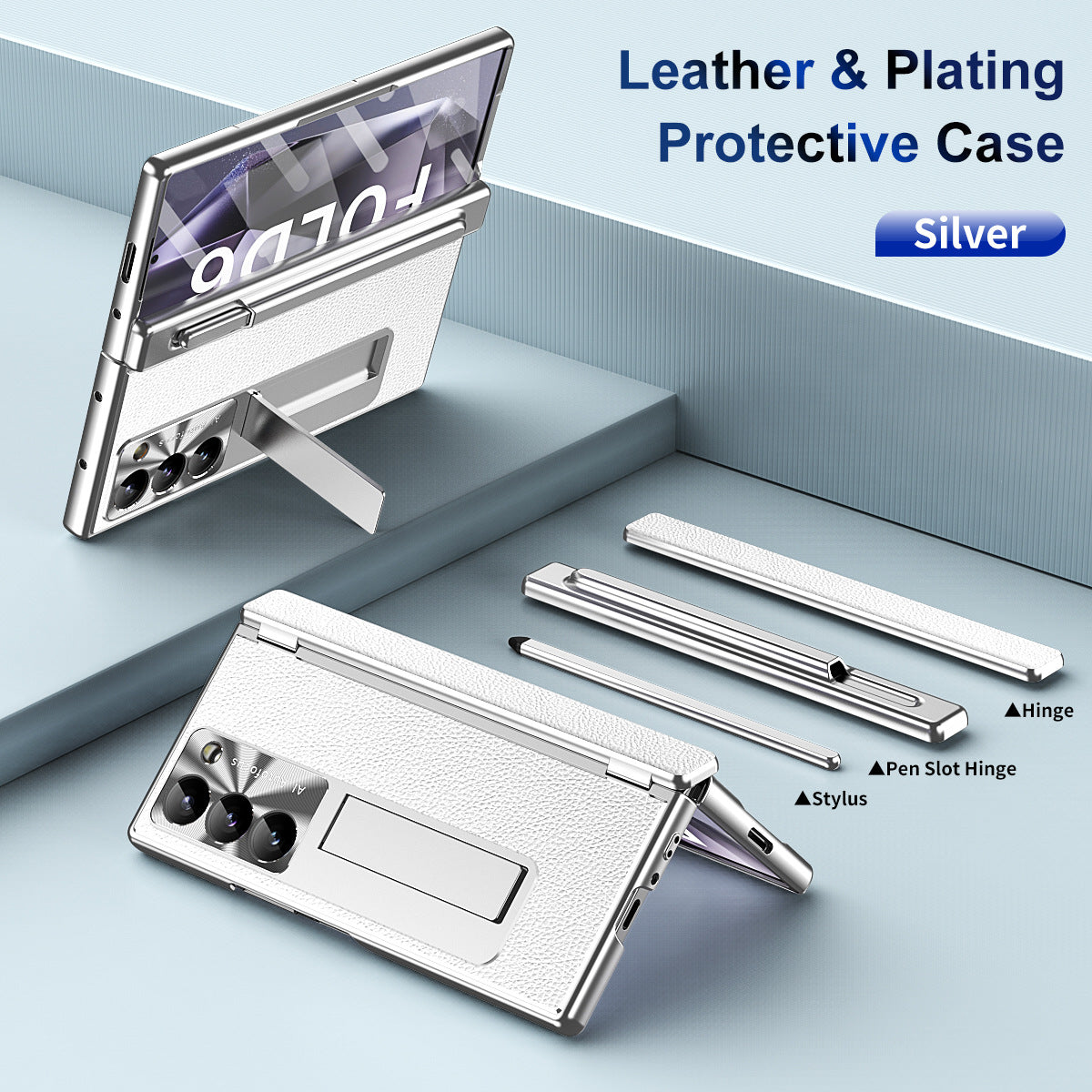 Aluminum Alloy Frame Magnetic Bracket All-Inclusive Electroplating Leather Cover For Galaxy Z Fold 7/6