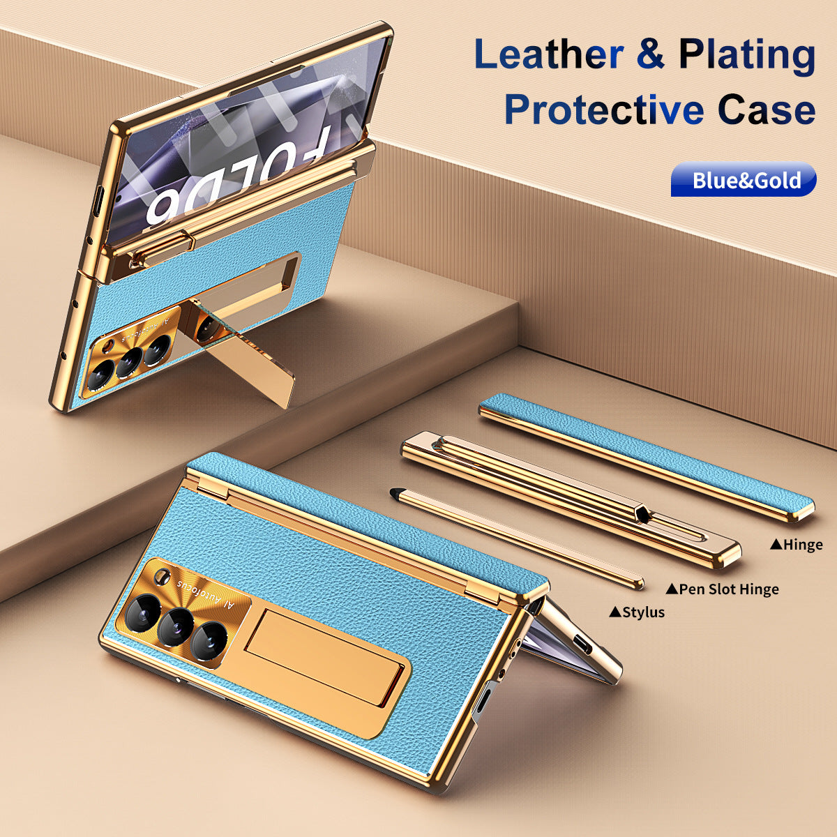 Aluminum Alloy Frame Magnetic Bracket All-Inclusive Electroplating Leather Cover For Galaxy Z Fold 7/6