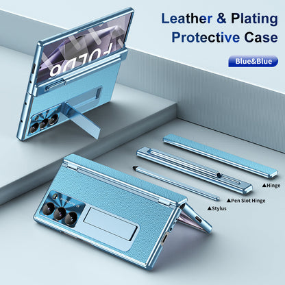 Aluminum Alloy Frame Magnetic Bracket All-Inclusive Electroplating Leather Cover For Galaxy Z Fold 7/6