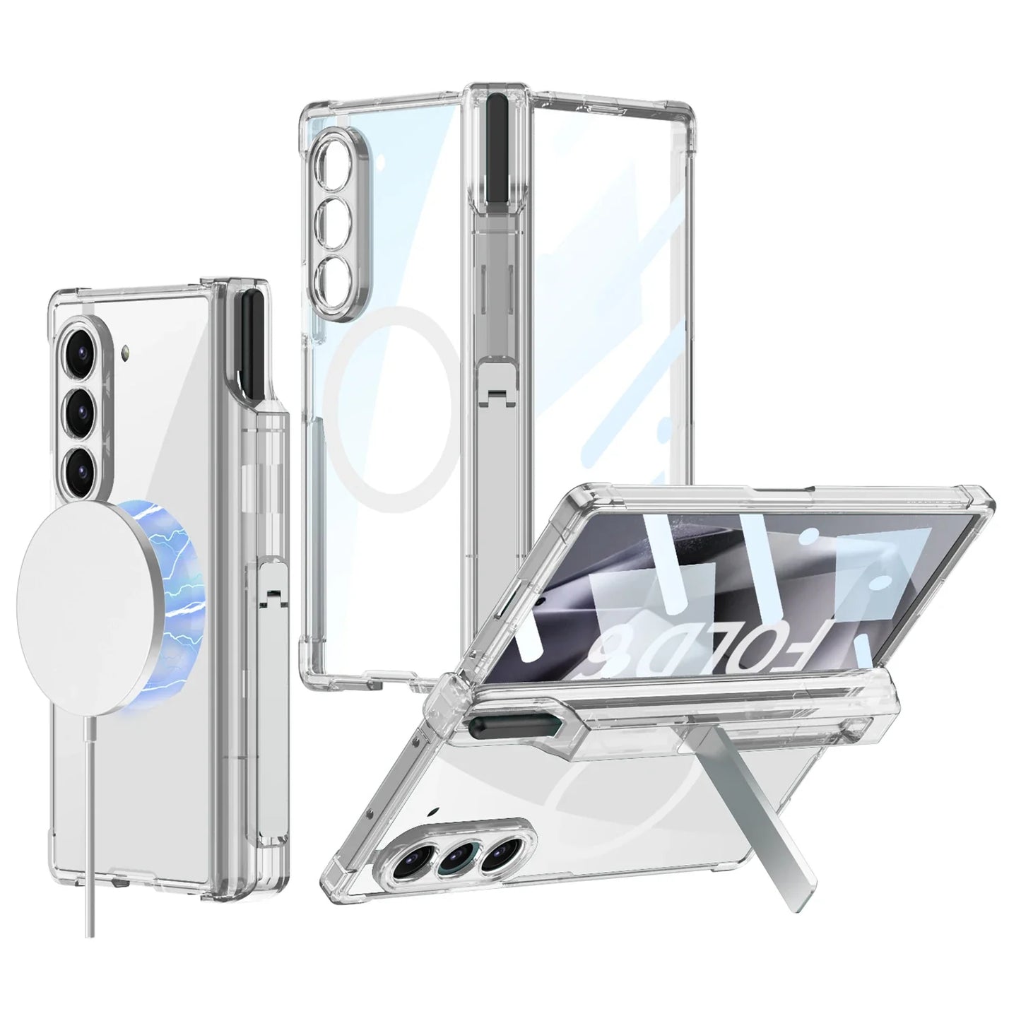Transparent Shockproof Case with Bracket For Samsung Galaxy Z Fold 6