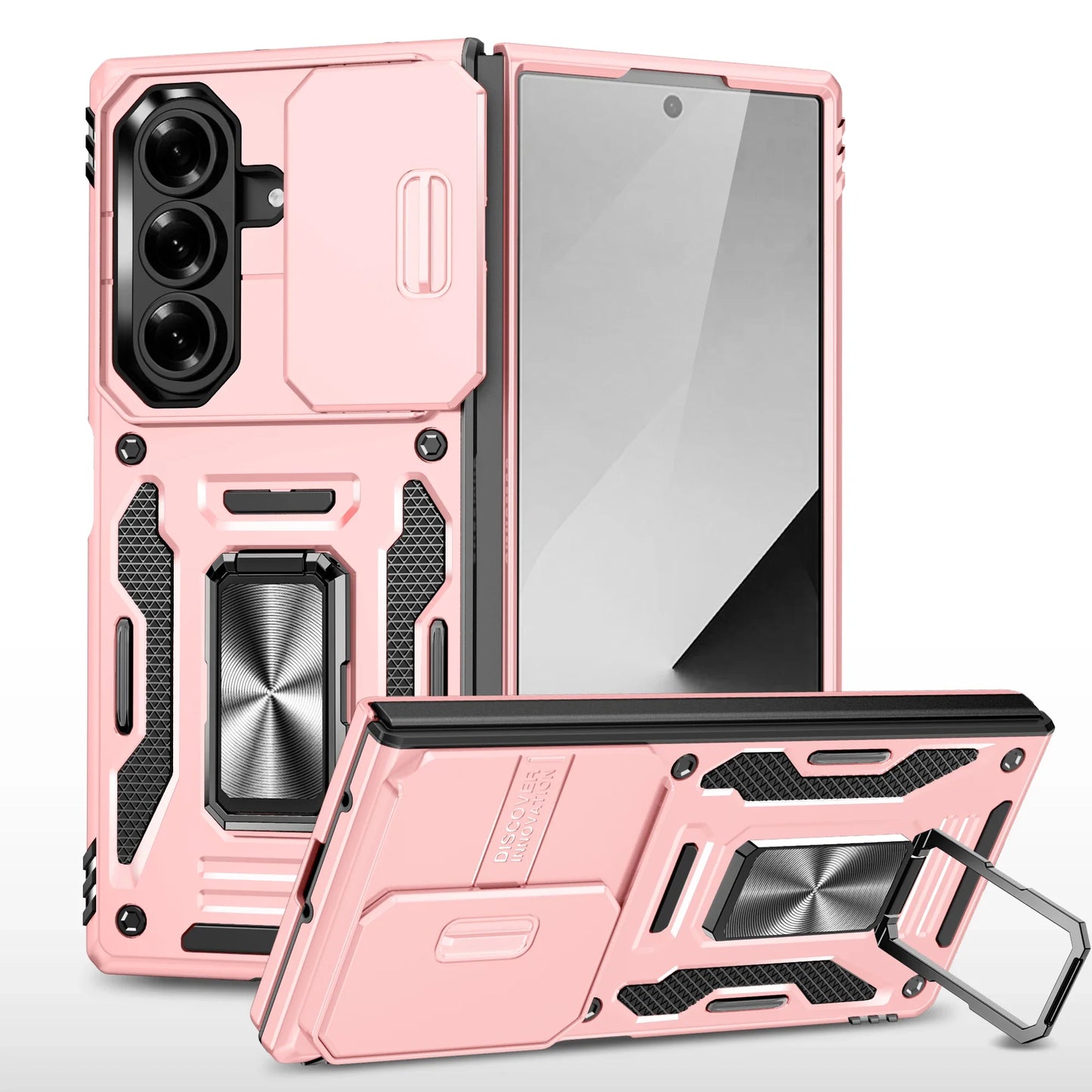 Rugged Armor Sliding Camera Case with Metal Kickstand