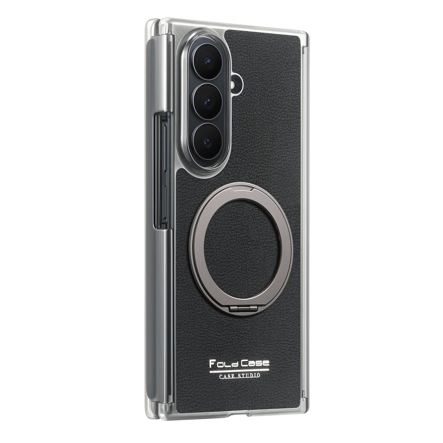 Magnetic Leather Ring Stand Case