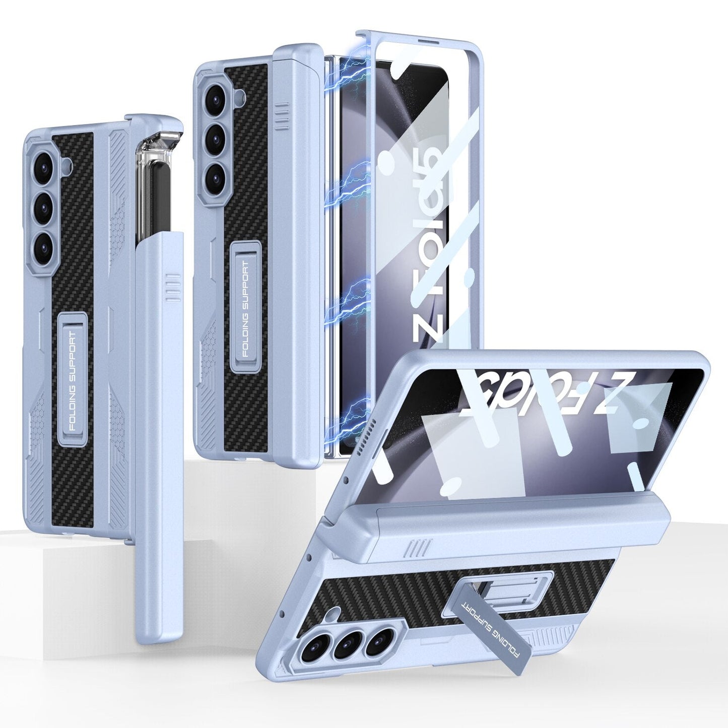 Armor Case with Magnetic Hinge Protection & Slide Pen Holder For Samsung Galaxy Z Fold 5