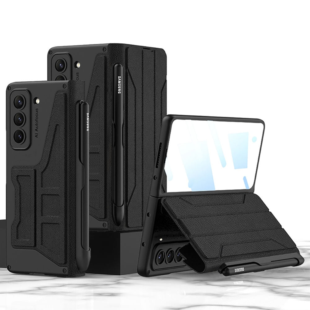 Leather Case with Detachable Pen Holder for Samsung Galaxy Z Fold 5