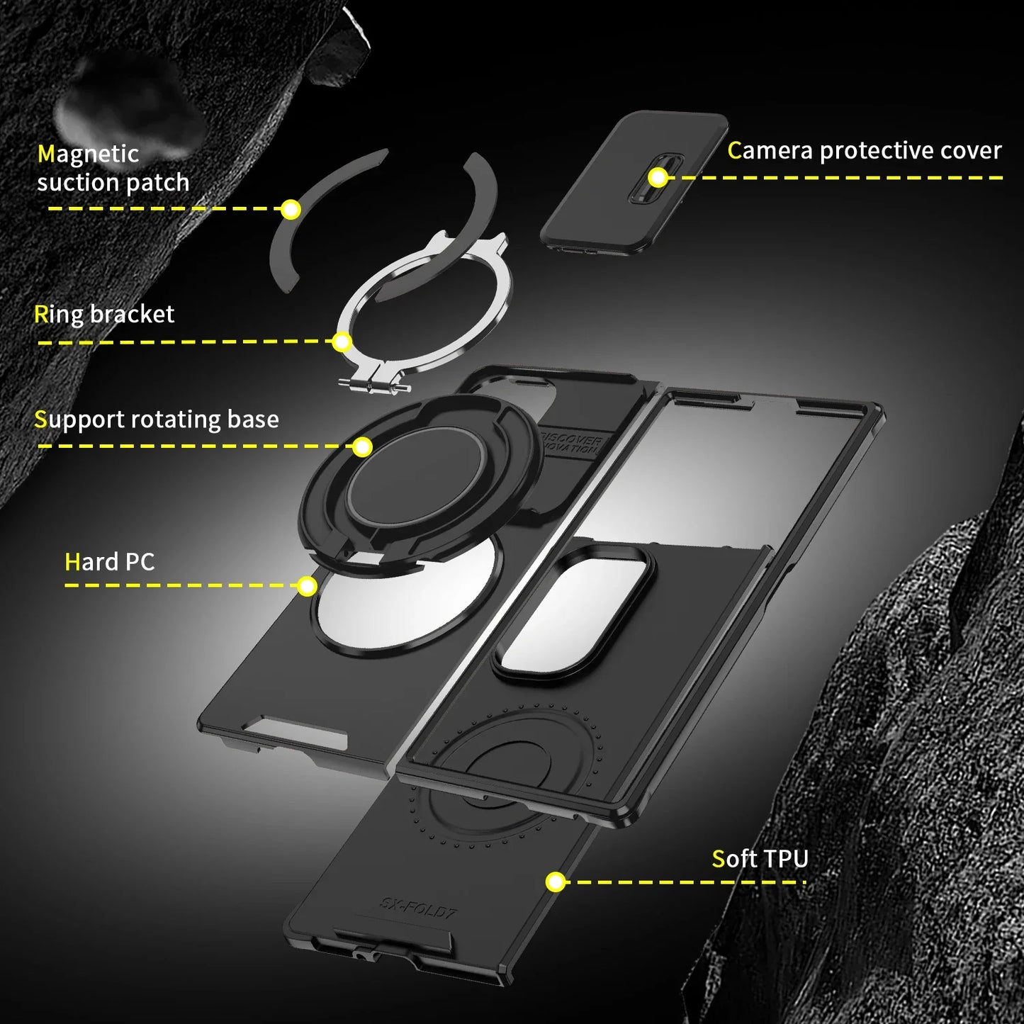 Magnetic Kickstand Case with Camera Cover