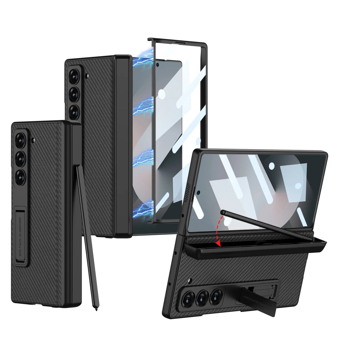 Leather Case with Hinge Protection & Pen Holder for Samsung Galaxy Z Fold 6