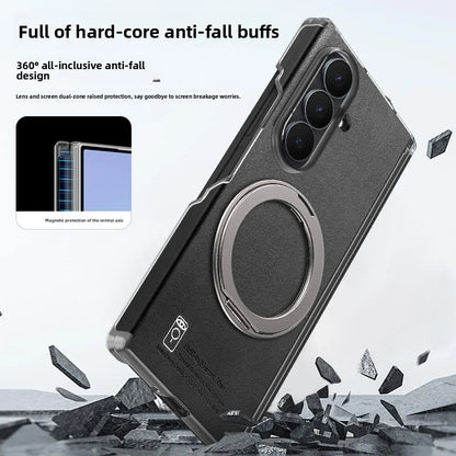 Leather Case with Magnetic Ring Stand For Z Fold Series